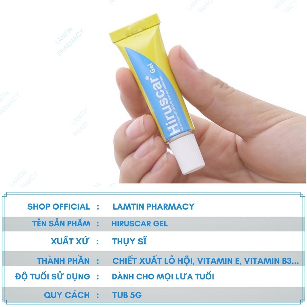 Hiruscar gel - Cải thiện sẹo vừa, sẹo nhỏ, sẹo lõm ( TUB 5G )