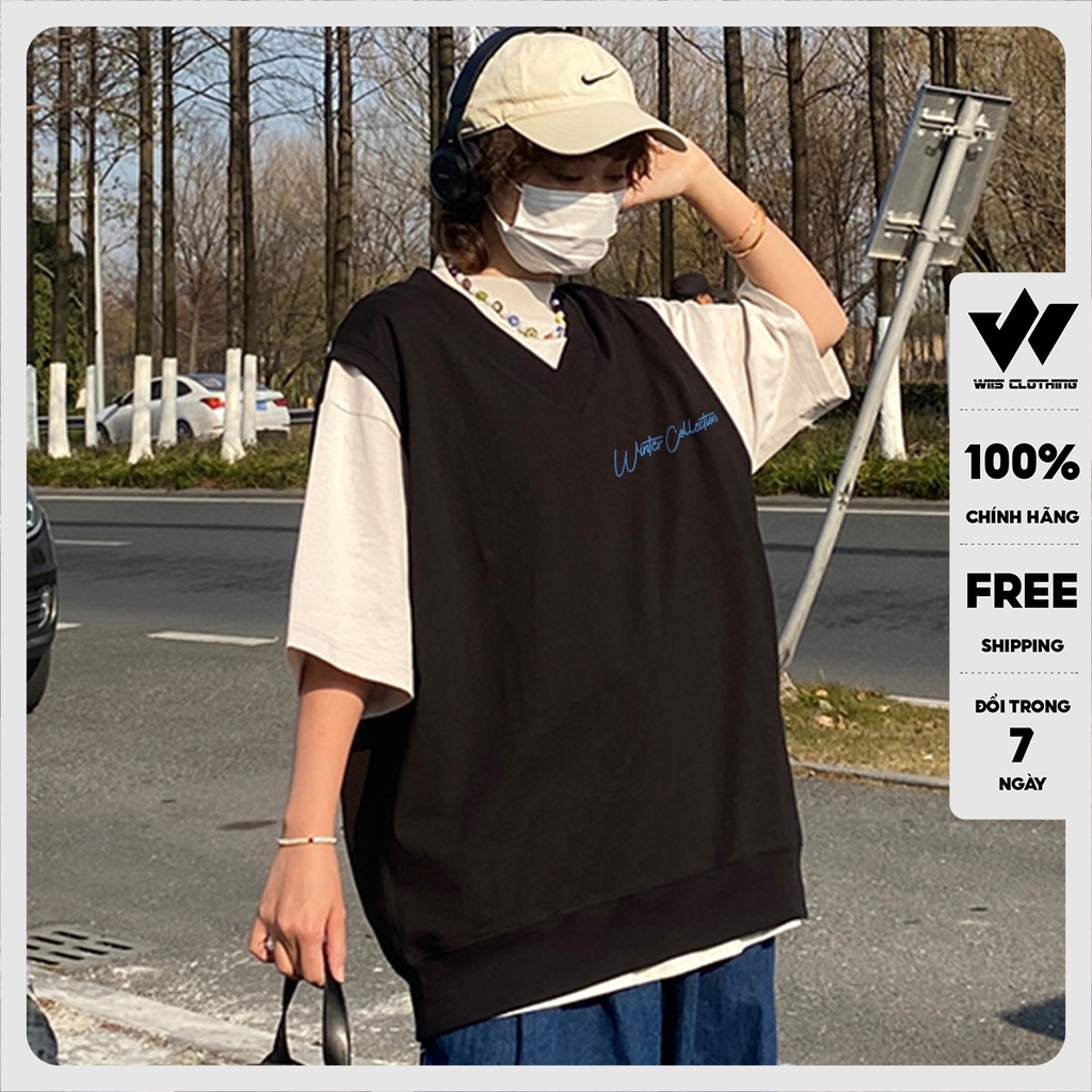 Áo gile unisex WIIS form rộng Gile CAFE nam nữ oversize phong cách ulzzang