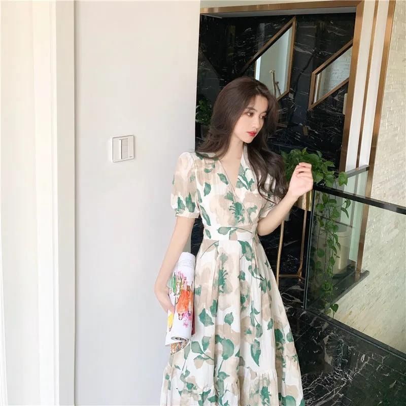Đầm Dài Đến Mắt Cá Chân In Họa Tiết Hoa Phong Cách Ngọt Ngào Thời Trang Mùa Hè Hàng Mới Cho Nữ