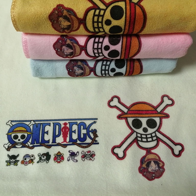 Khăn Lau Mặt Vải Sợi Nhỏ Mềm Mại Thấm Hút Nước Tốt In Hoạt Hình one piece Dễ Thương
