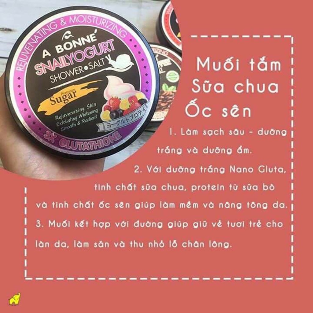 Muối Tắm A Bonne Sữa Chua Và Chiết Xuất Ốc Sên Tẩy Tế Bào Chết, Làm Trắng Da A Bonne Snail Yogurt Shower Salt 350g (Hũ)