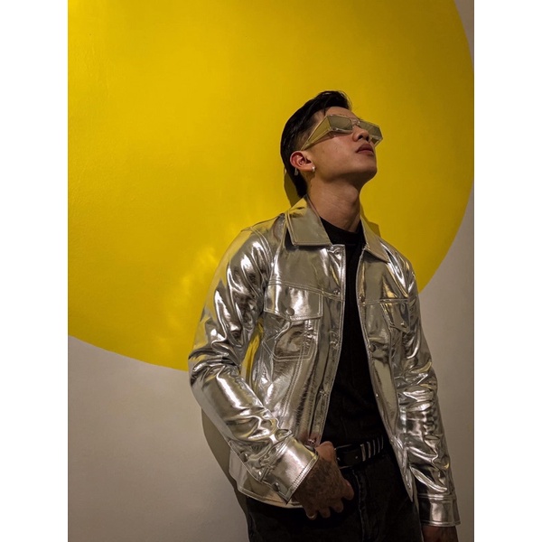 Áo khoác da trắng bạc WAGG