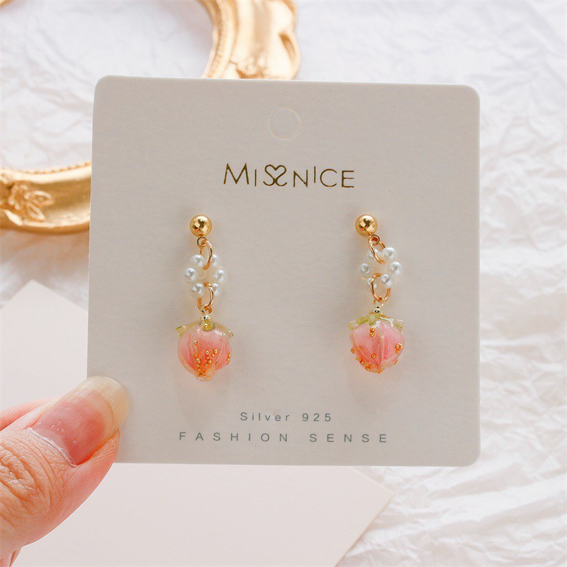 Khuyên Tai Dáng Dài Đính Ngọc Trai Xinh Xắn Phong Cách Hàn Quốc