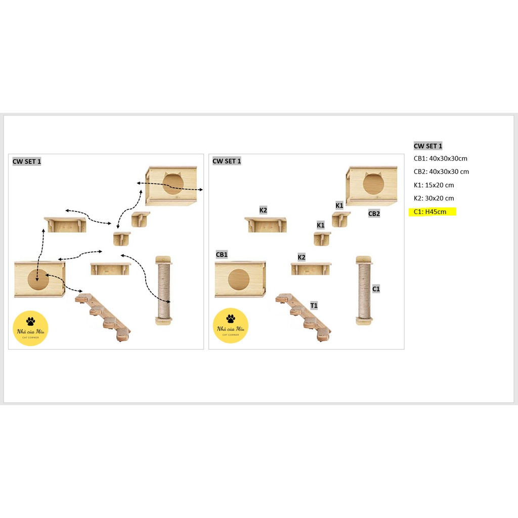Trụ cào móng, nhà cây, cattree treo tường
