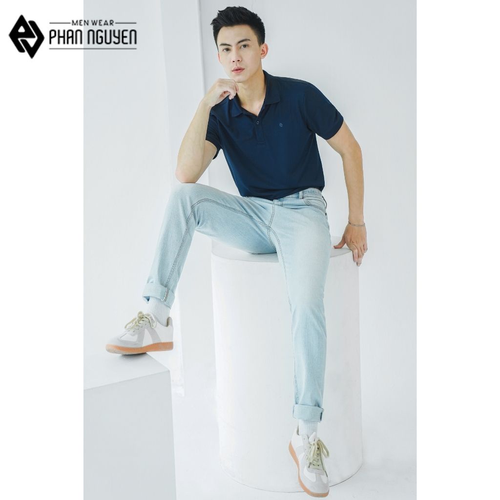 Quần bò xanh nam cao cấp Phan Nguyễn màu sắc trẻ trung, phom đứng tôn dáng, hiện đại, năng động QBD.020