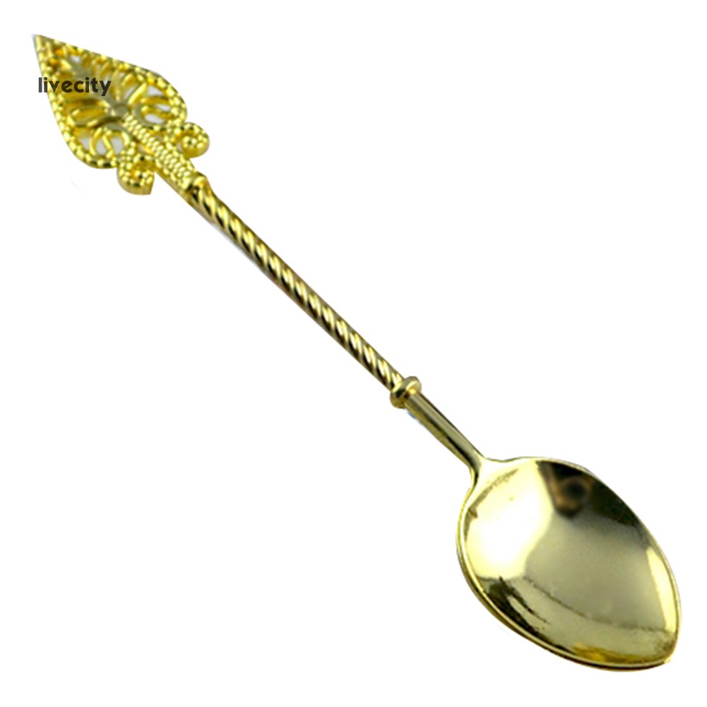 Livecity Metal Vintage Staff Wand Shape Handle Ice Cream Dessert Coffee Spoon Flatware