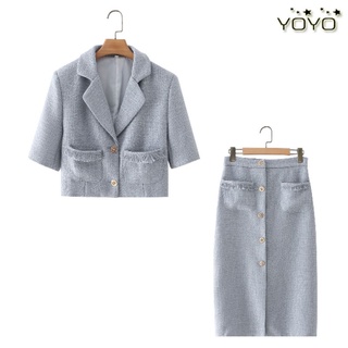Set váy đầm dạ vải tweet dáng dài