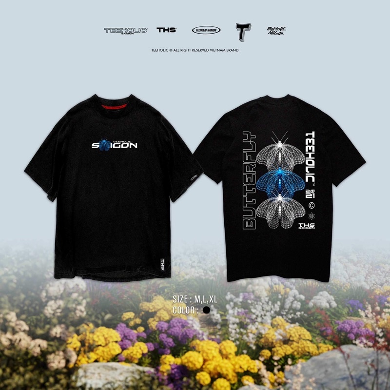 Áo Thun Unisex Form Rộng Bướm THS - Butterfly TeeHolic Màu Đen - Local Brand