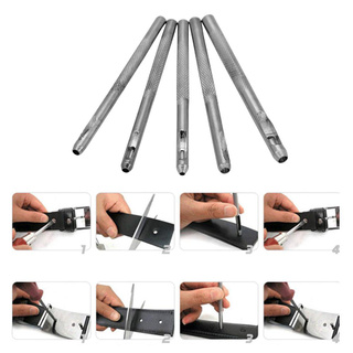 COD| 5pcs Steel Hollow Punch Set DIY Tool Gasket Belt Hole Punching Leather
