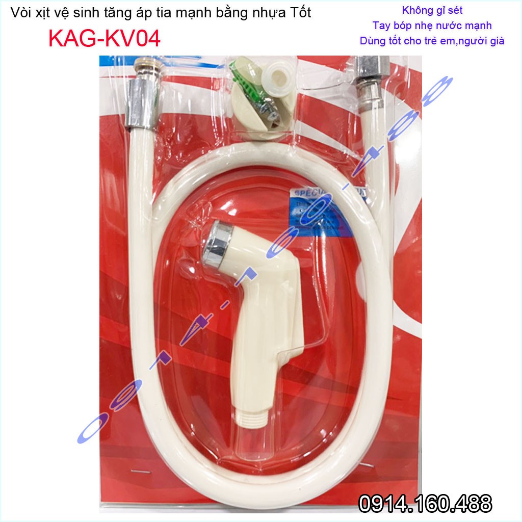 Vòi xịt bồn cầu KAG-KV04 màu kem, vòi xịt rửa  ấn tay nhà tắm, vòi xịt vệ sinh tia nước mạnh siêu sạch sử dụng tốt