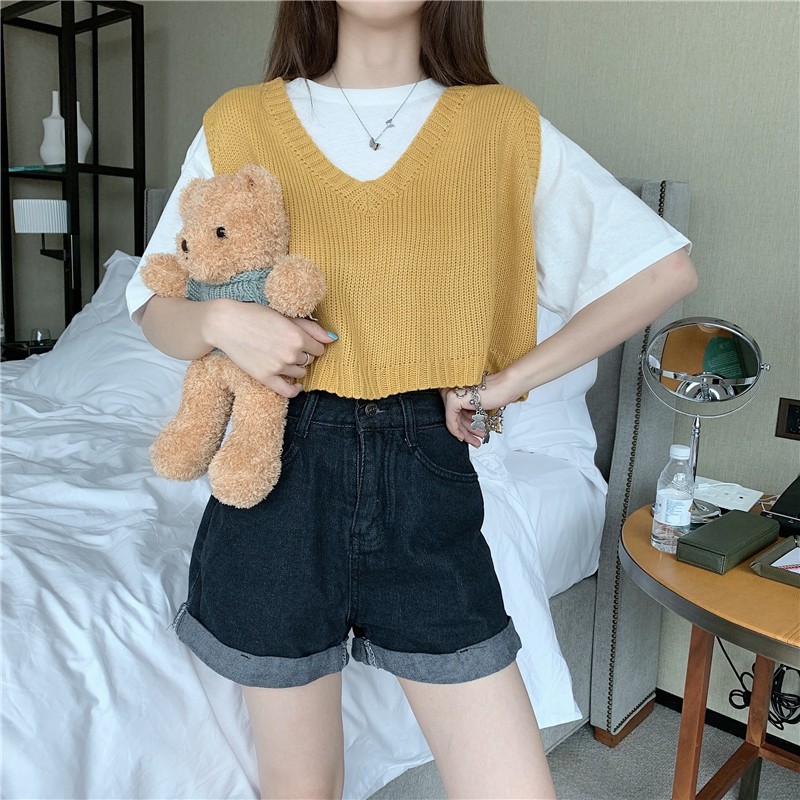 [CÓ SẴN HÀNG QC] Áo ghile ghi lê len phom ngắn rộng màu trơn mùa thu đông ulzzang | BigBuy360 - bigbuy360.vn