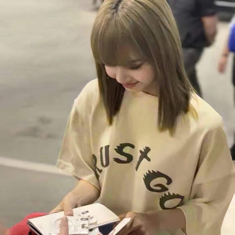 IELGY Áo thun cotton ngắn tay phong cách hiphop