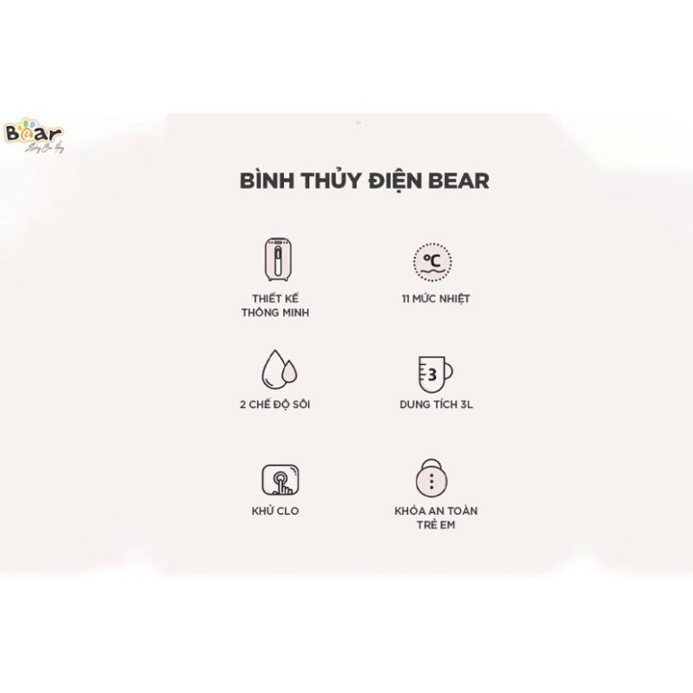 Bình Thủy Điện Thông Minh Bear ZDH-H30B1 (KE-B30V1) dung tích 3L Bảo Hành 18 tháng chính hãng