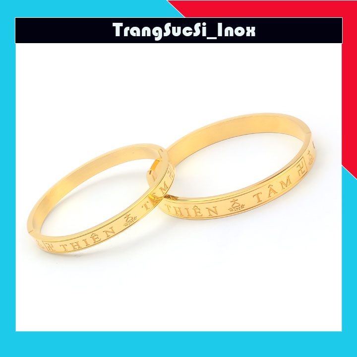 Sỉ vòng tay thiên tâm màu vàng hình tròn bản 6mm sáng đẹp, bền màu, Đeo tay vạn sự may