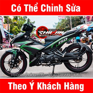 Tem Trùm Exciter 150 Đen chỉ xanh lá
