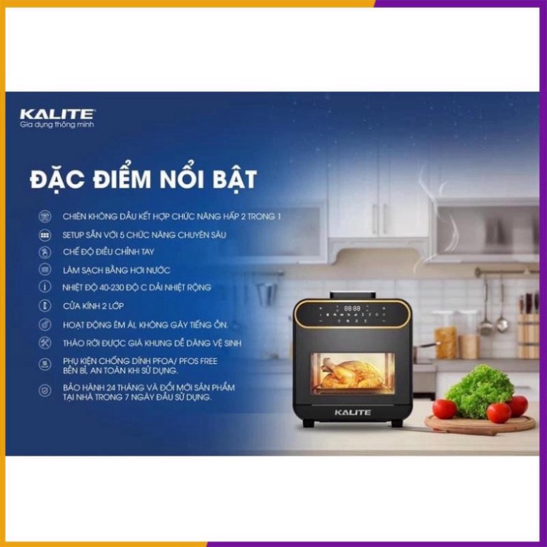 Nồi Chiên Không Dầu Kalite Steam Pro - Bản Mới Nhất 2021 - 15L - Bảo Hành Chính Hãng 2 Năm