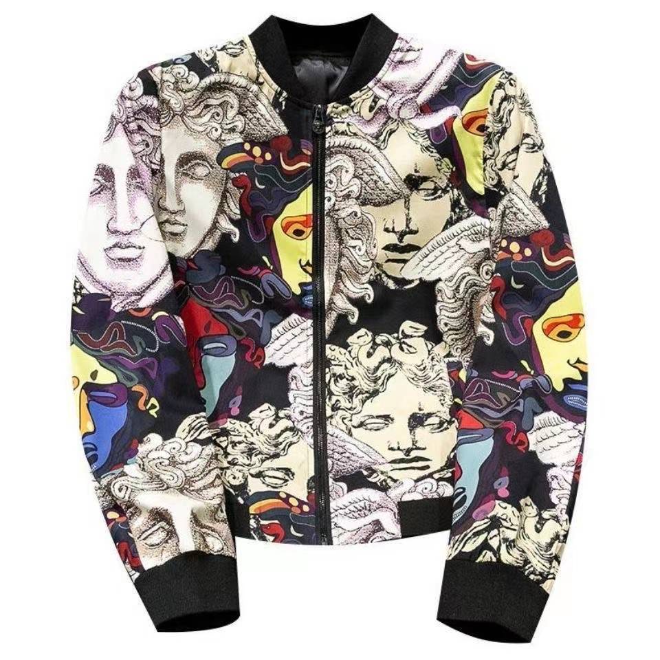 VERSACE Áo Khoác Bóng Chày In Kỹ Thuật Số Thời Trang Châu Âu Cho Nam
