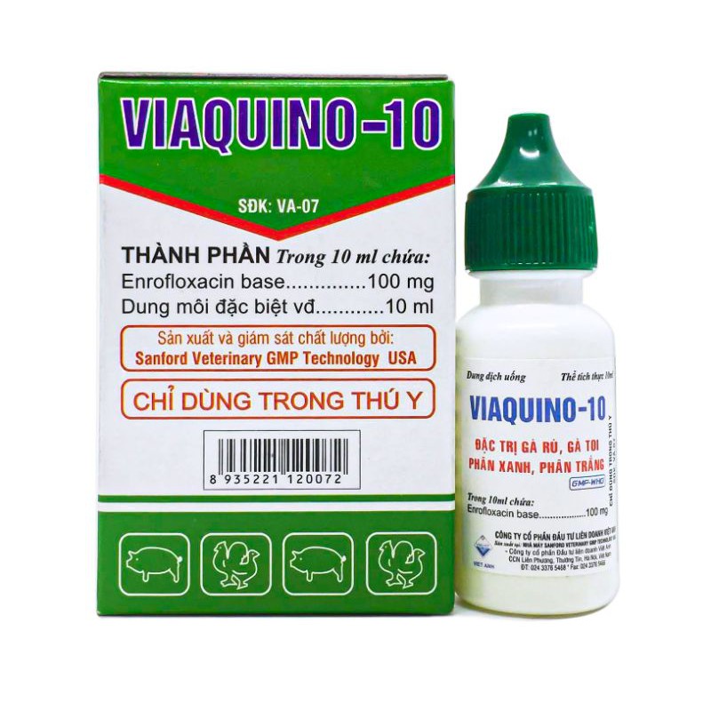 Viaquino 10 Cho Gà Đá Phân Xanh Viaquino 10 Cho Chim Cảnh Phân Trắng