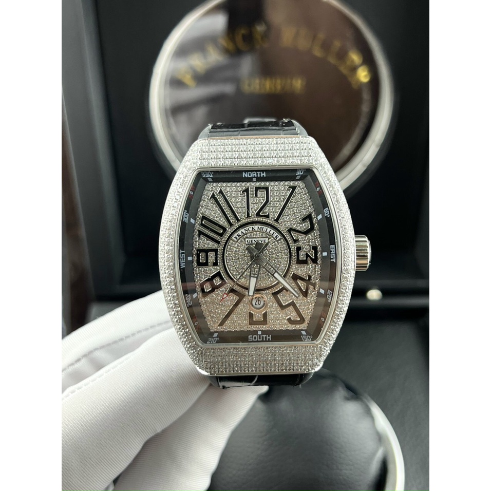 Đồng hồ nam Franck Muller 40mm máy ETA 2824 Thụy Sĩ cao cấp, mặt đính đá loại 1, khung thép không gỉ 316l