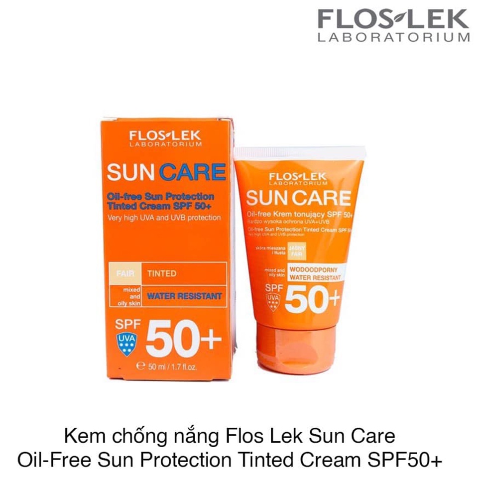 ✅ Kem Chống Nắng Kiềm Dầu FLOSLEK SUN CARE OILFREE PROTECTION TINTED SPF 50+ Dành Cho Da Dầu, Da Hỗn Hợp 50ml