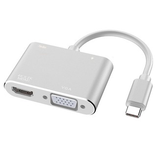 Cáp chuyển usb-c ra hdmi 4k + vga 1080p + usb3.0 + usb-c, vỏ nhôm cao cấp pk59, pk60