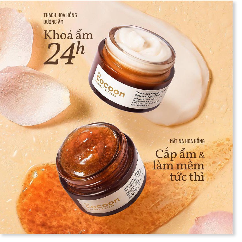 [Mã giảm mỹ phẩm chính hãng] Mặt Nạ Cocoon Dưỡng Ẩm Da Chiết Xuất Hoa Hồng True Rose Face Mask