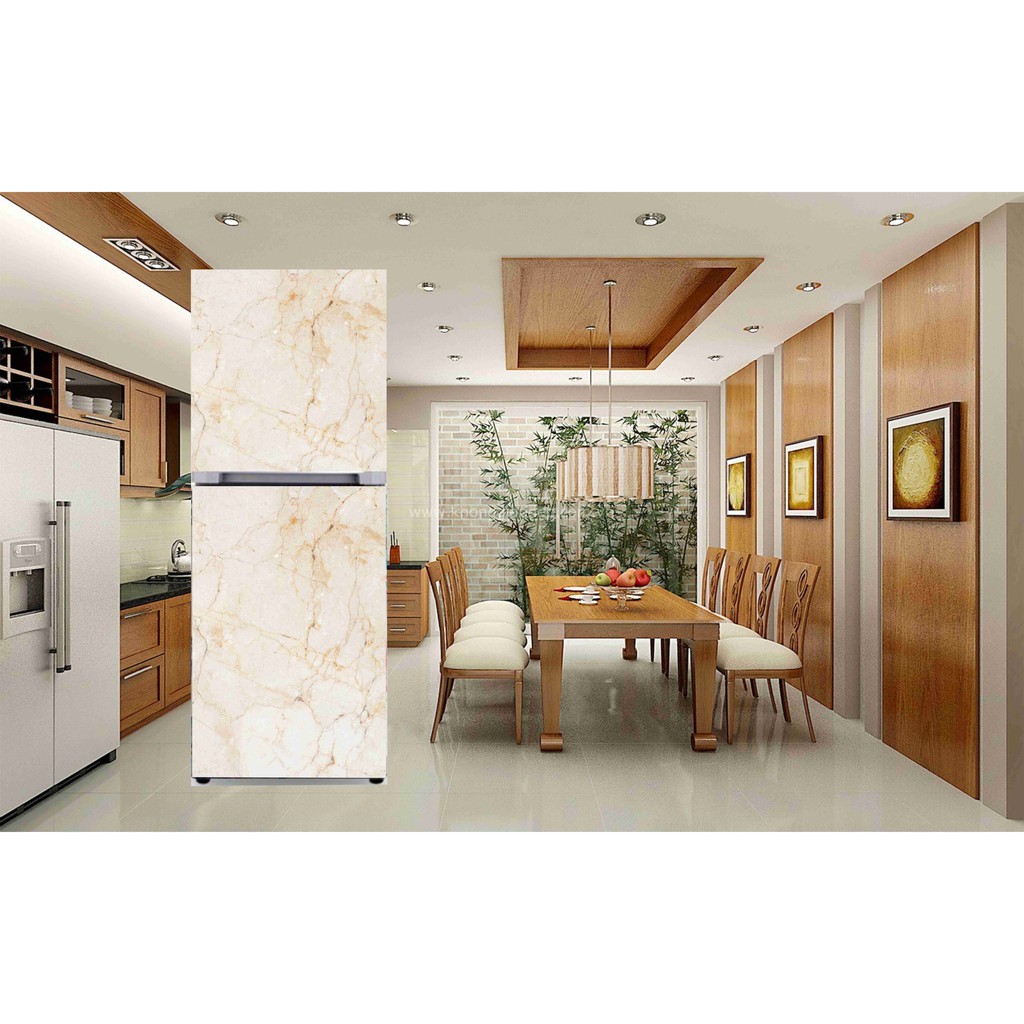 Decal dán tủ lạnh Vân Đá sang trọng chống thấm nước có kèm lưỡi dao cắt - in theo yêu cầu