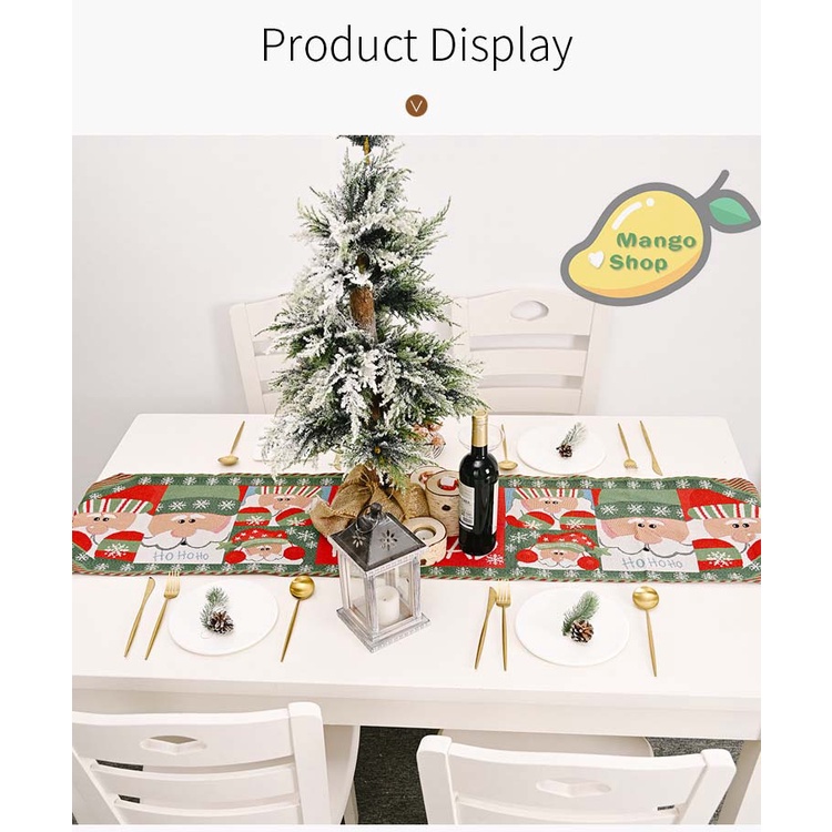 Dải khăn trải giữa bàn trang trí bàn tiệc Giáng Sinh Noel