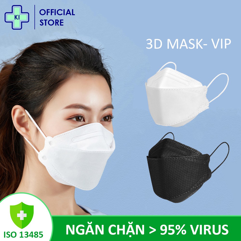 Khẩu trang 4 lớp 3d mask KI STORE, chống bụi mịn lên đến 95% có thể tái sử dụng 2-3 lần.