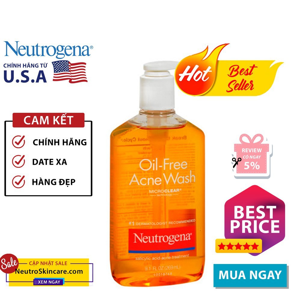 Sữa rữa mặt Neutrogena Oil Free Acne Wash 269ml