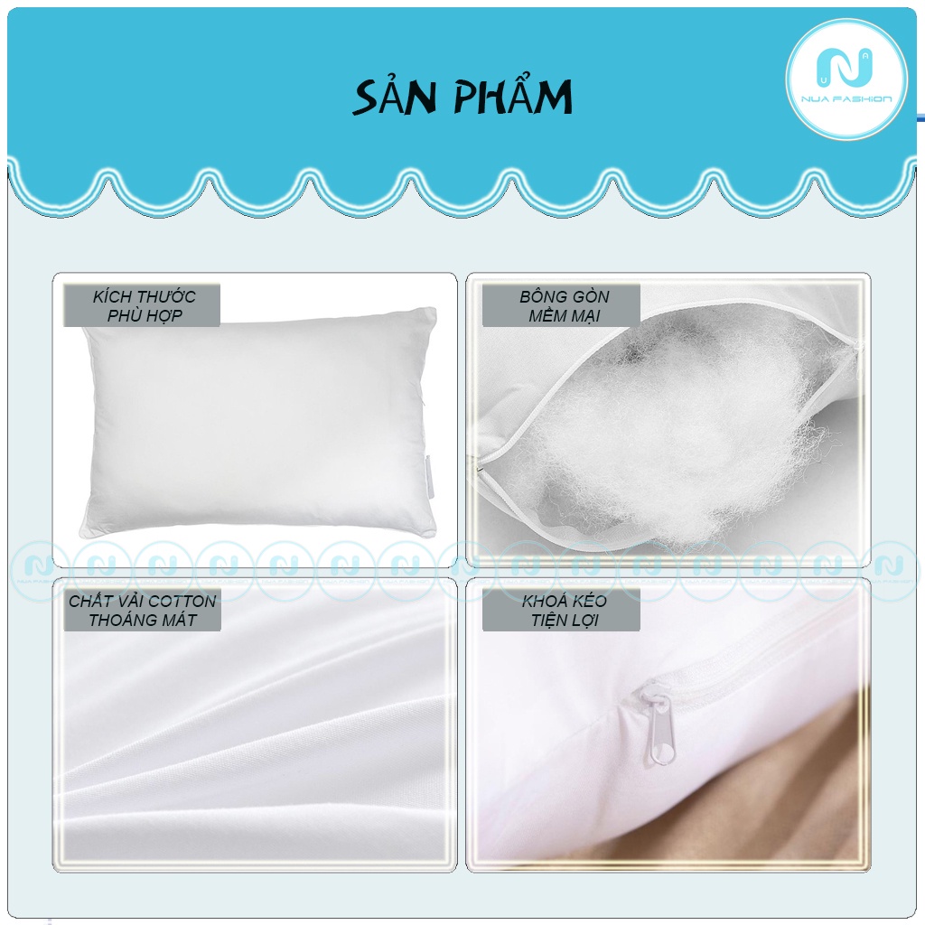Ruột gối nằm poly cotton NUA Fashion Bedding lõi bông gòn cao cấp kháng khuẩn kích thước 50x70cm
