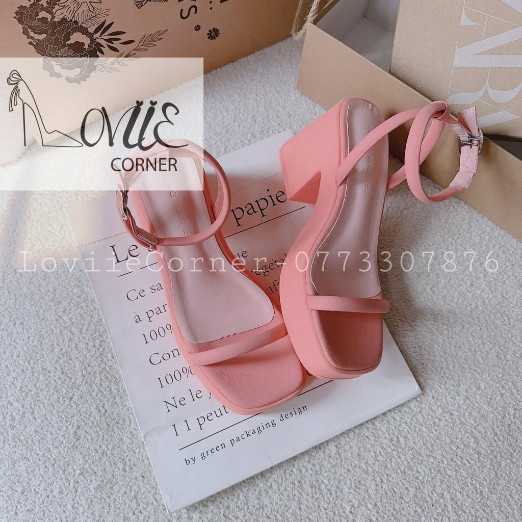 GIÀY CAO GÓT LOVIIECORNER - SANDAL QUAI NGANG MẢNH PHỒNG PHONG CÁCH THỜI TRANG NỮ HIỆN ĐẠI G230517