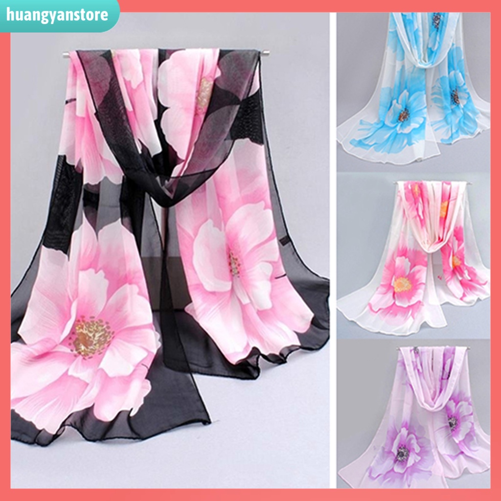 Khăn choàng chiffon họa tiết hoa đi biển