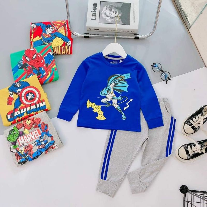 Bộ thu đông dài tay Bb Angel cho bé trai chất cotton Sài Gòn loại 1