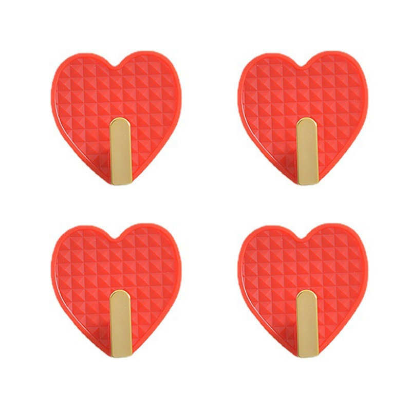 Set 4 Móc Treo Đồ Hình Trái Tim Bằng Nhựa Tiện Dụng Cho Phòng Khách / Phòng Ngủ