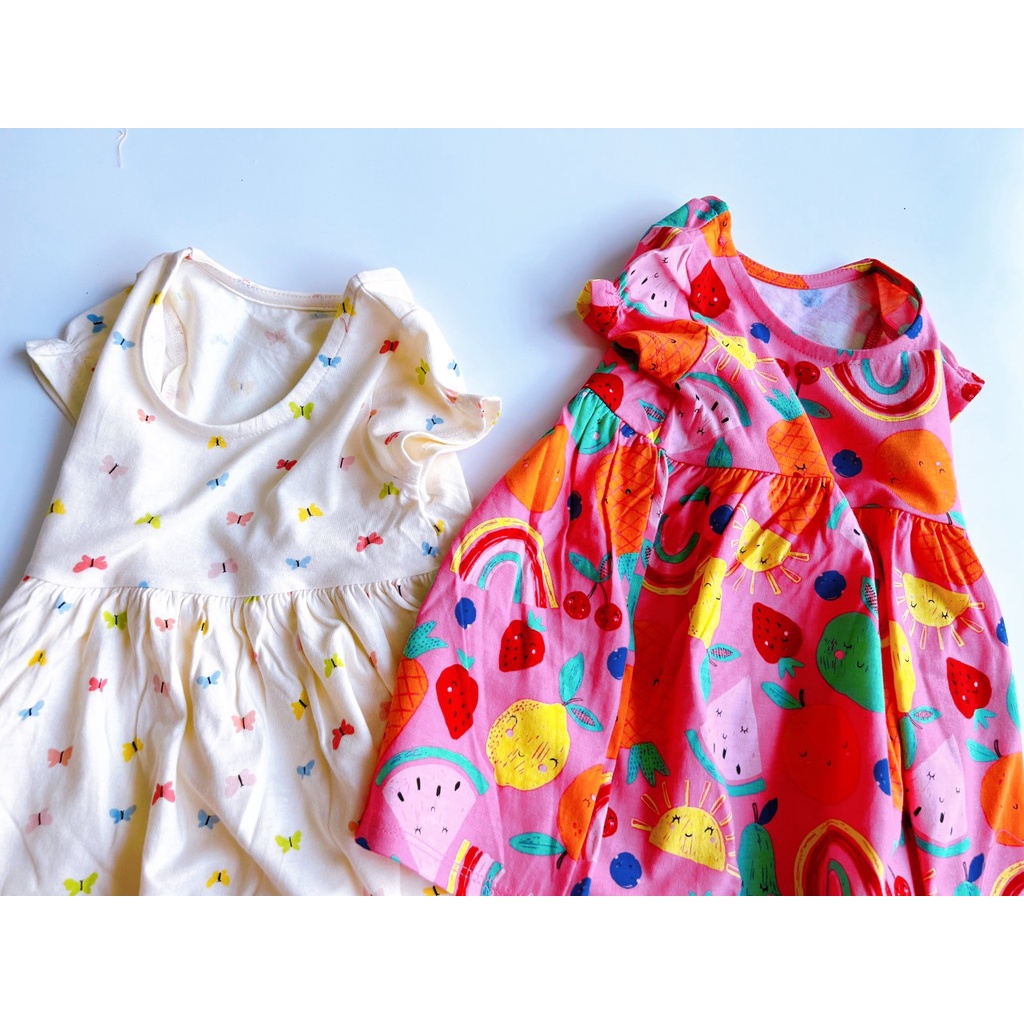 ĐẦM THUN TAY NGẮN NHIỀU MÀU HOẠ TIẾT DỄ THƯƠNG CHO BÉ 9-22KG