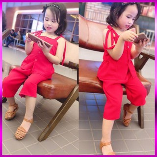 Bộ đũi lửng có khuy cho bé gái