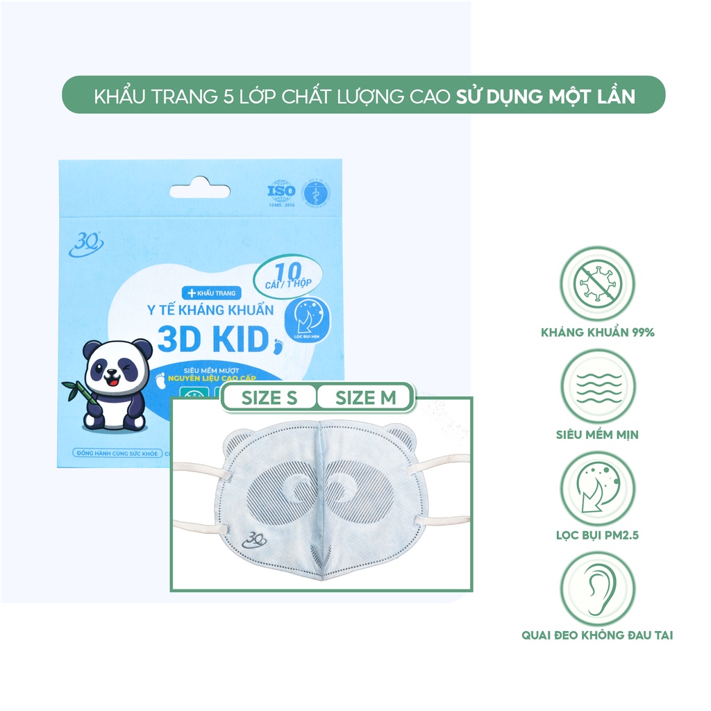 Khẩu trang gấu Panda trẻ em 0-12 tuổi thương hiệu 3Q