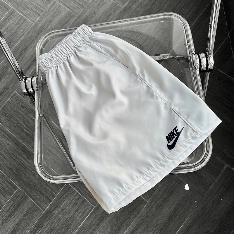 quần short dù unisex,in hoạ tiết Nk màu xám