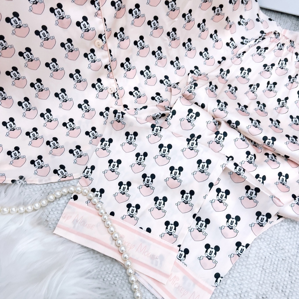 Bộ đồ ngủ tay dài vải lụa Sam luxury , bộ pijama họa tiết thời trang cho nữ