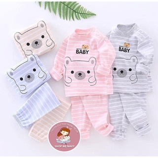 Bộ nỉ kẻ gấu baby cho bé trai gái 6-15kg