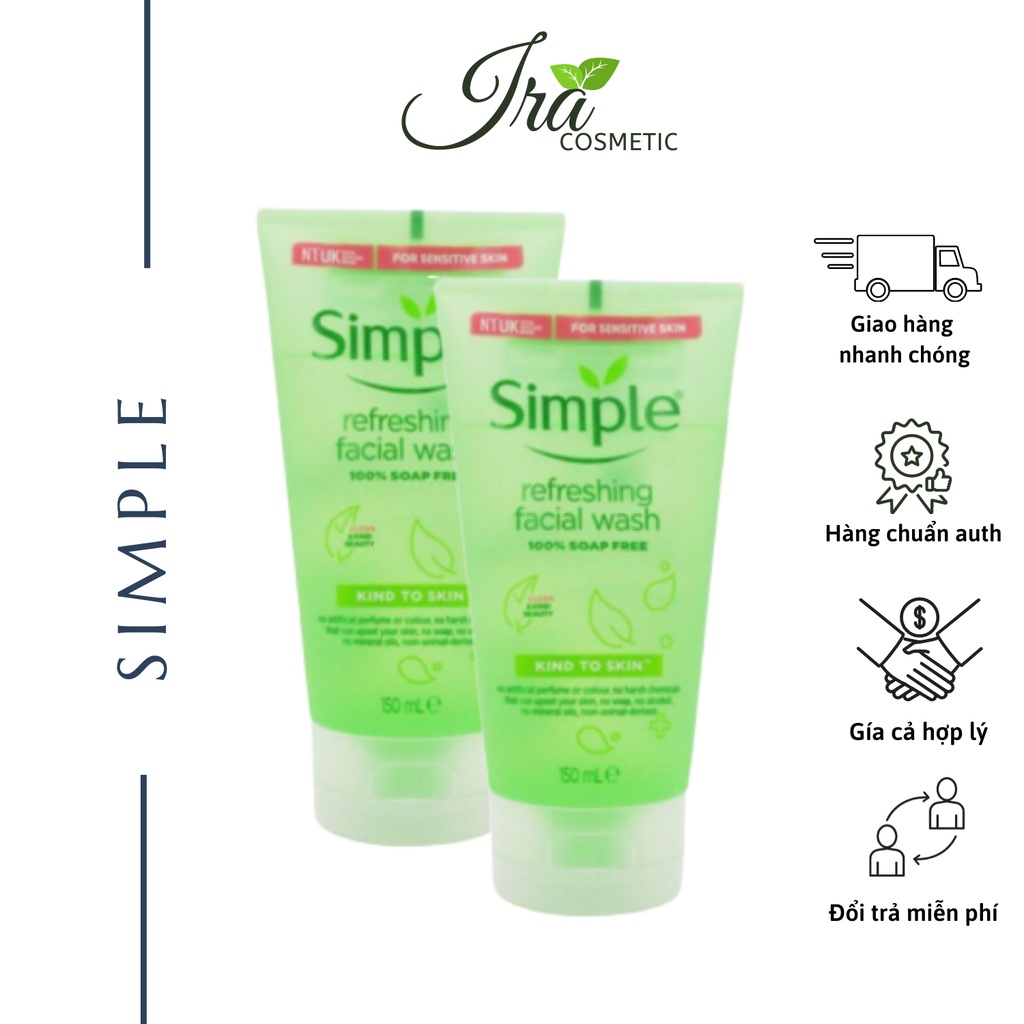 Sữa Rửa Mặt Simple Kind To Skin Refreshing Facial Wask Gel-150ml