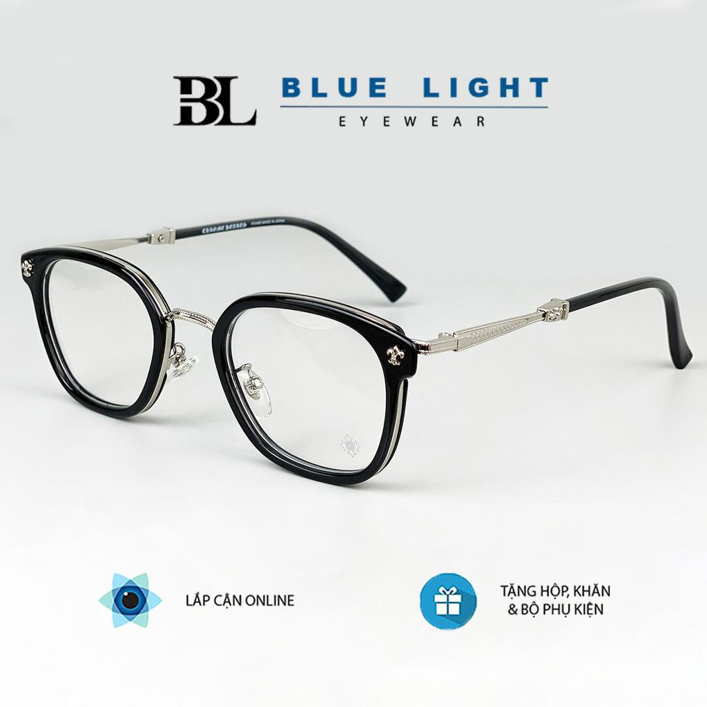 Gọng Kính Cận, Kính Giả Cận Chrome Heart Cao Cấp Tách Mắt Mèo Nam Nữ, Cá Tính Đen Bạc, Chống Ánh Sáng Xanh - BLUE LIGHT