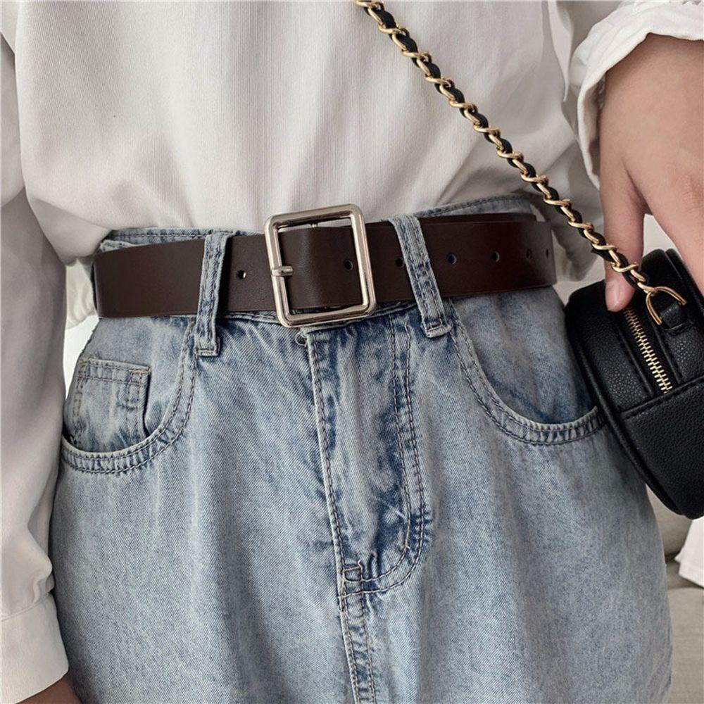 Thắt Lưng Da PU Phối Khóa Hợp Kim Phong Cách Vintage Cho Nữ