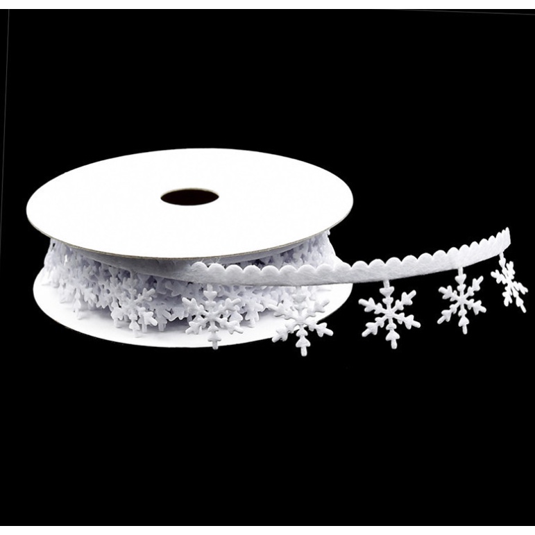 Ruy Băng Hoa Tuyết Trắng Trang Trí Handmade, Trang Trí Giáng Sinh