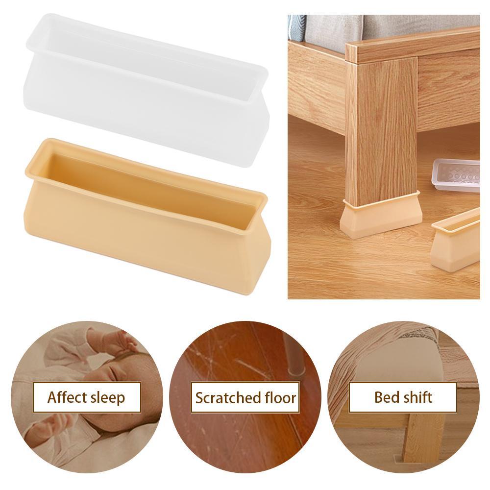 Bộ 4 Tấm Đệm Silicone Dày Chống Trượt Bảo Vệ Sàn Gỗ / Giường Ngủ