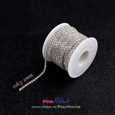 Dây đá trắng đế bạc trang trí các cỡ (set 3m)