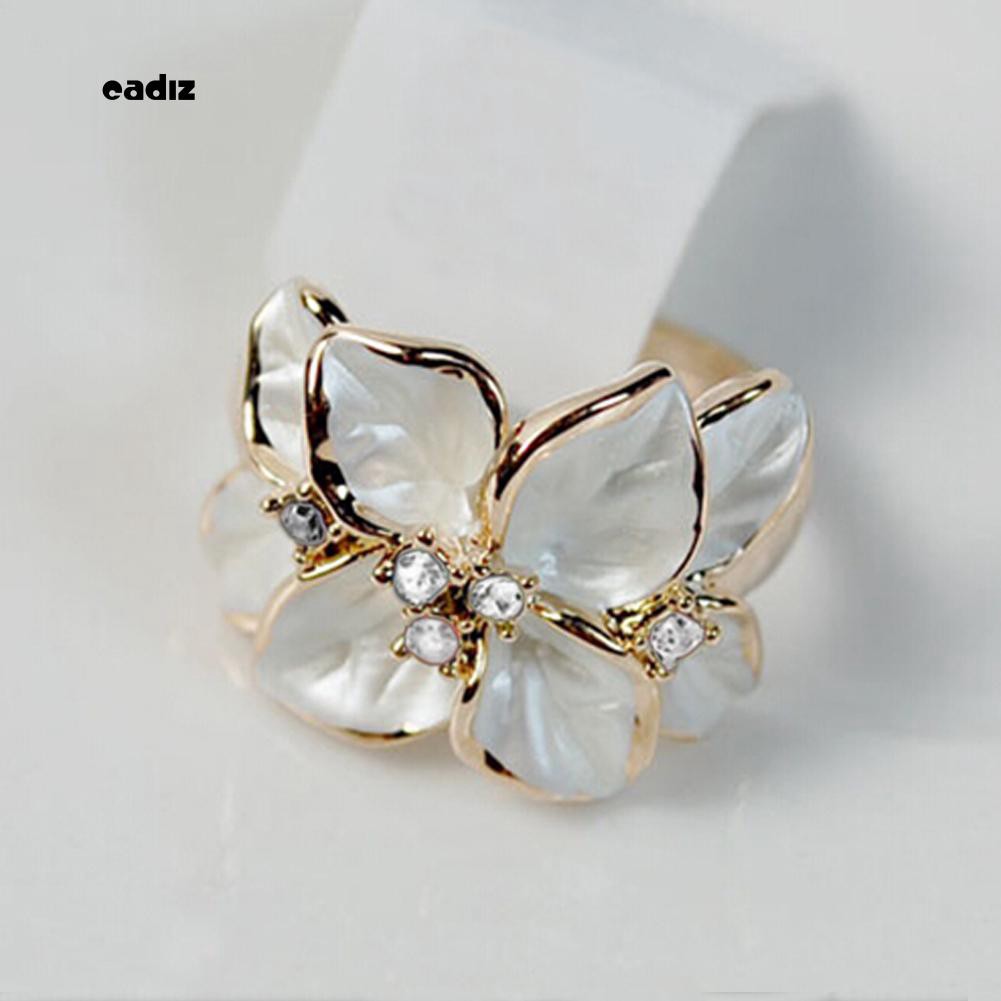 Nhẫn hợp kim hình hoa đính đá xinh xắn tùy chọn màu sắc