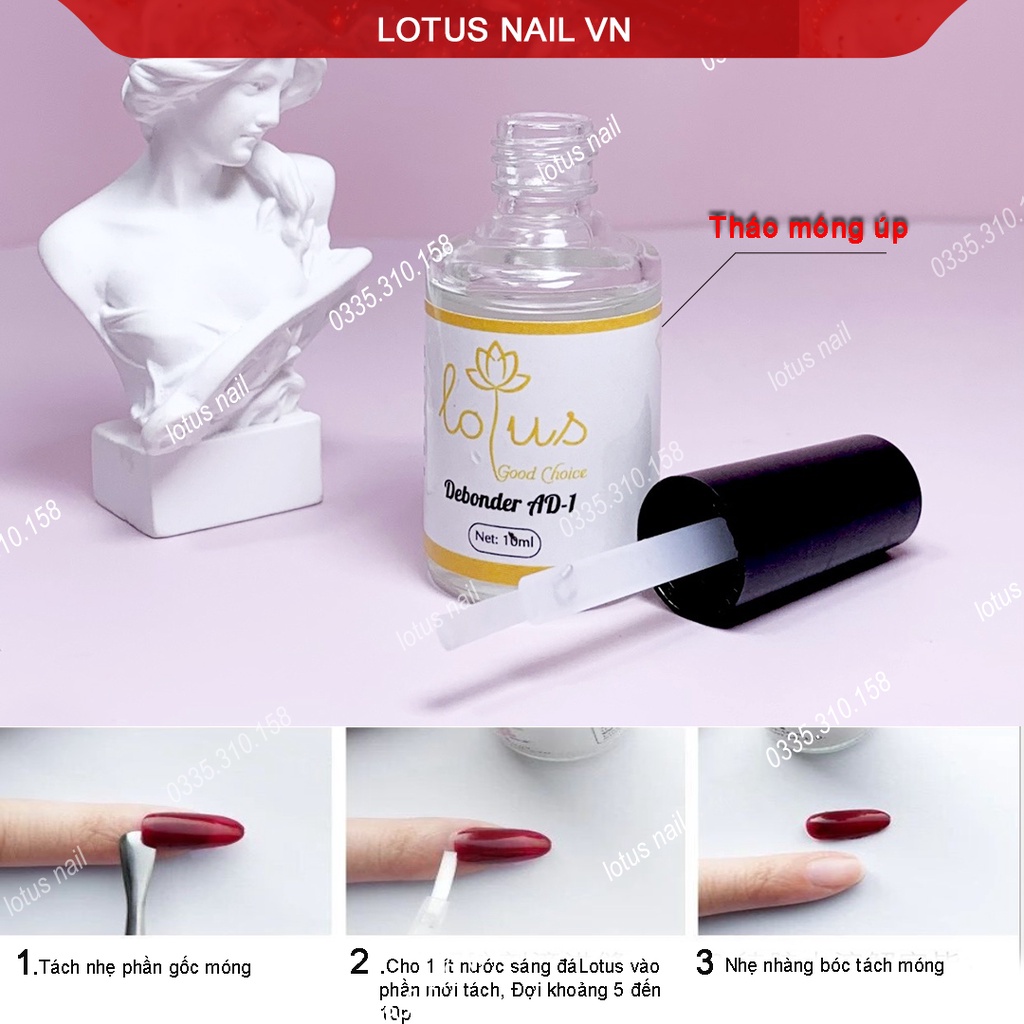 Nước sáng đá, nước tháo móng giả AD-1 Lotus chai 10ml