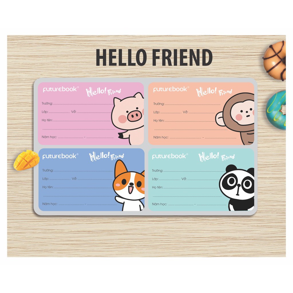 Giấy Nhãn Futurebook Hello Friend (Xấp 20 Nhãn) - Giấy Nhãn Vở Hè 2021